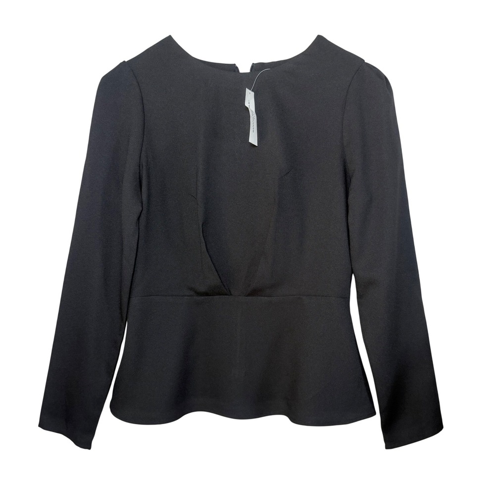 Banana Republic Factory Black Long Sleeve Peplum Blouse Top Size 2 NWT Tailored